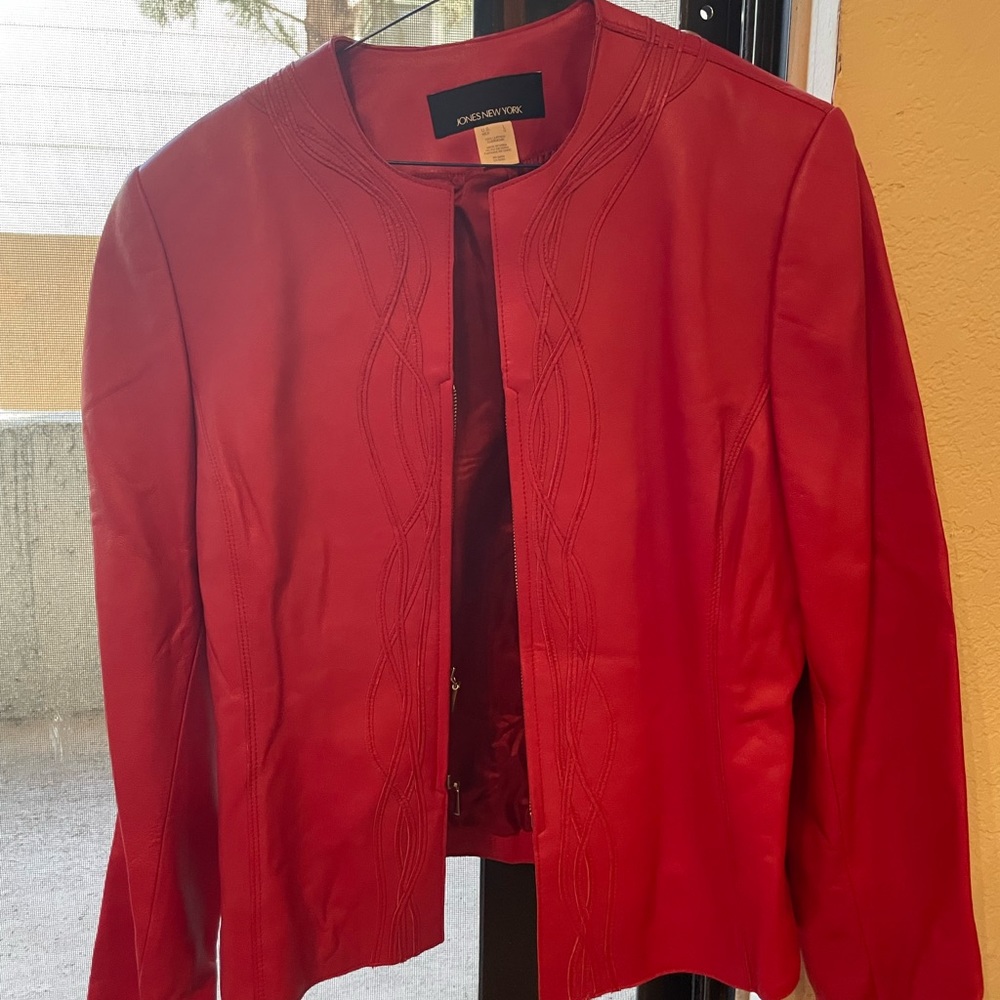 Jones New York Red Leather Jacket